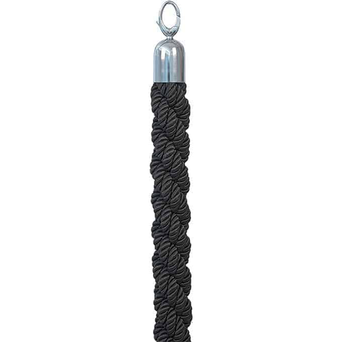 2"D x 60"L Securit® Barrier System Rope, Black w/Chrome Ends