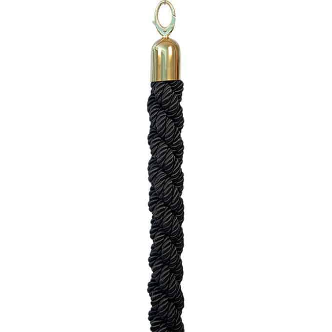 2"D x 60"L Securit® Barrier System Rope, Black w/Gold Ends