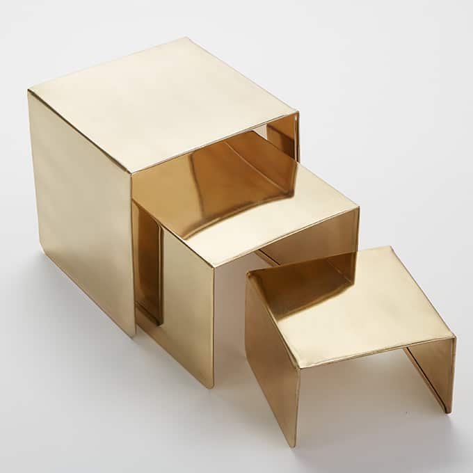 3-Piece Square Riser Set 8" sq, Stainless Steel Satin Gold Finish