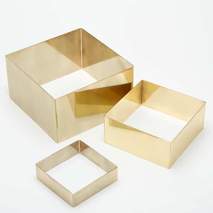3-Piece Square Riser Set 9" sq, Stainless Steel Satin Gold Finish