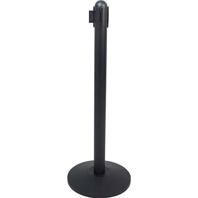 40"H Replacement Barrier Post w/Black Tape, Black Matte Stainless Steel