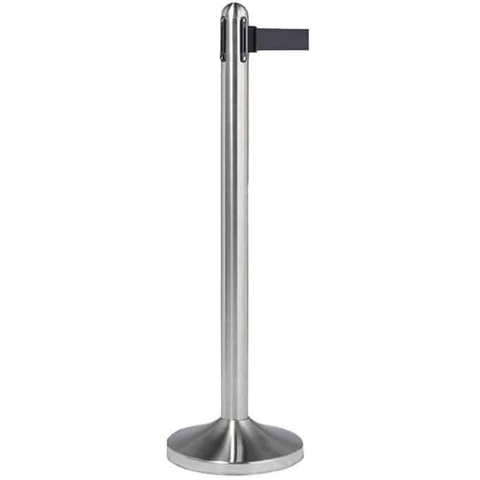 40"H Replacement Barrier Post w/Black Tape, Brushed Stainless Steel