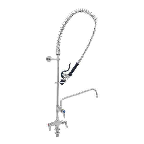 EverSteel Pre-Rinse Unit: single hole stainless steel deck mount mixing faucet, stainless steel add-on faucet