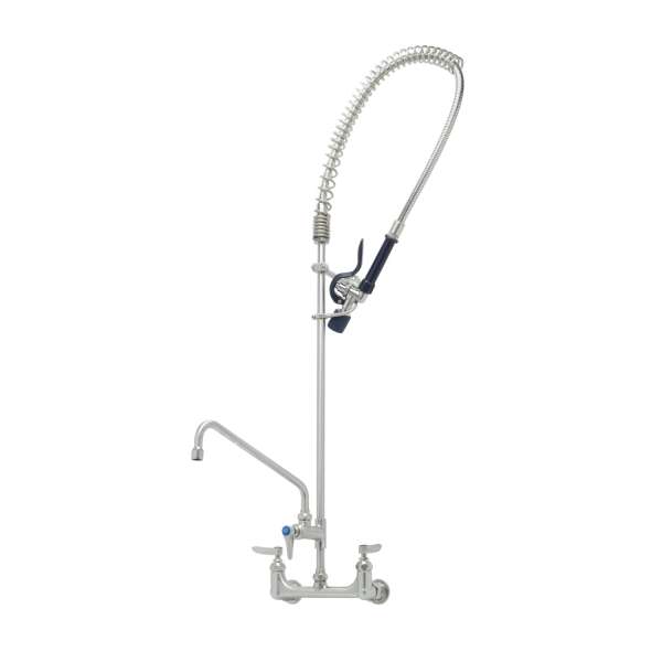 EverSteel Pre-Rinse Unit: 8” wall mount mixing faucet with stainless steel body, stainless steel add-on faucet