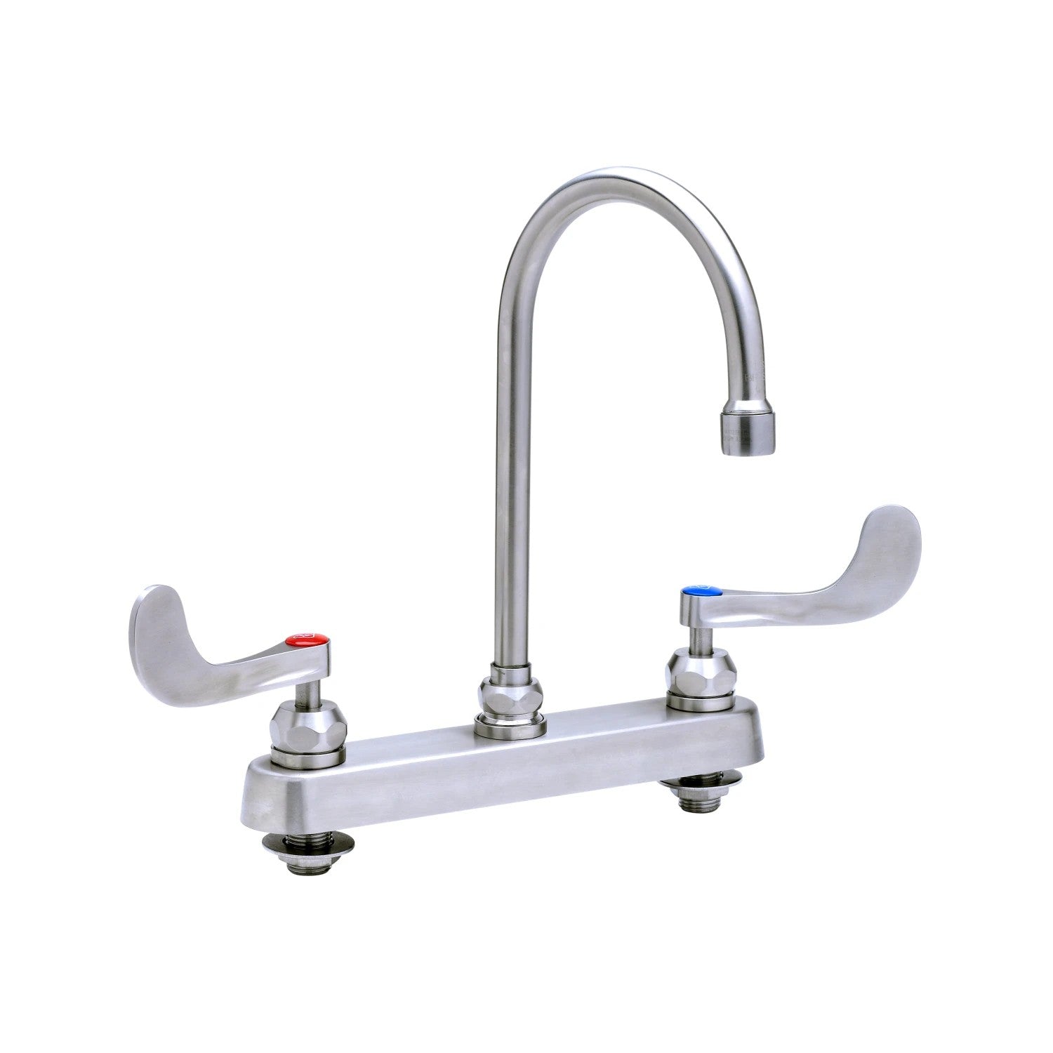 EverSteel Stainless Steel 8" Deck Mount Workboard Faucet w/ Wrist Action Handles, 5-3/4" Gooseneck, Compression Cartridges