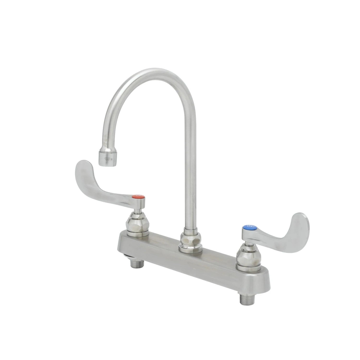 EverSteel Stainless Steel 8" Deck Mount Workboard Faucet w/4" Wrist Action Handles, Gooseneck