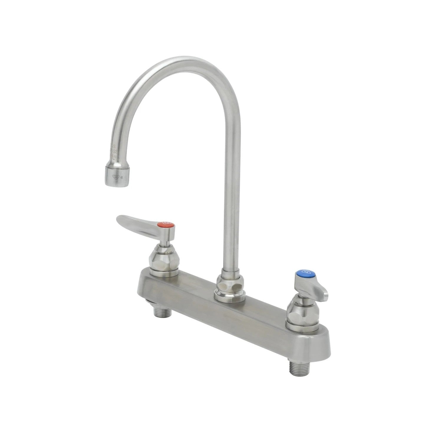 EverSteel Stainless Steel 8" Deck Mount Workboard Faucet w/ Lever Handles, Gooseneck with Stainless Steel Swivel