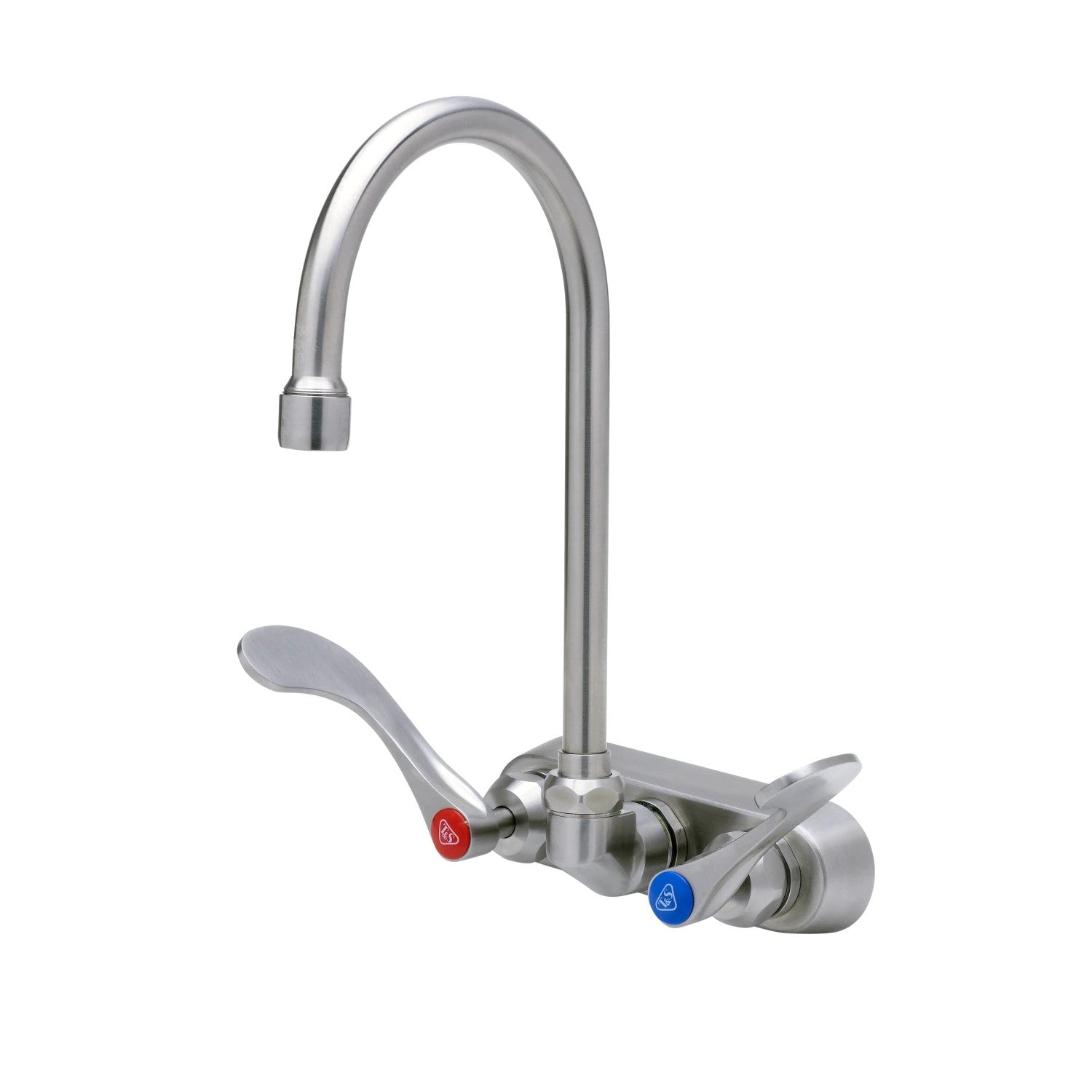 EverSteel Stainless Steel 4" Wall Mount Workboard Faucet, w/ Lever Handles, 5-3/4" Gooseneck, Compression Cartridges