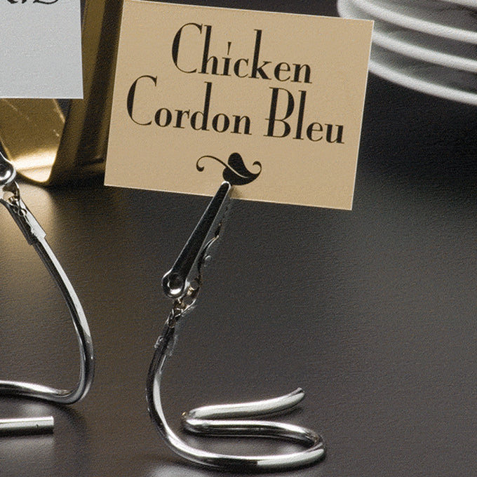 3-1/2"H Chrome Alligator Clip Card Holder w/ S Design