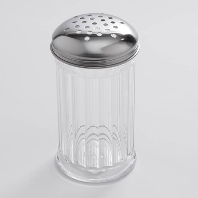 12 oz. Straight Fluted Perforated Cheese Shaker, Stainless Steel