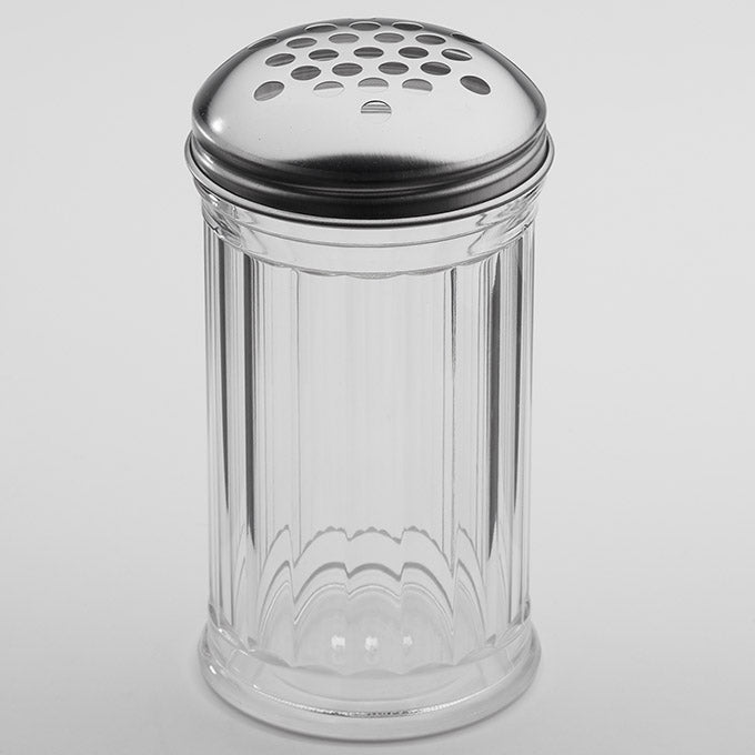 12 oz. Straight Fluted Perforated Cheese Shaker, XL Holes, Stainless Steel