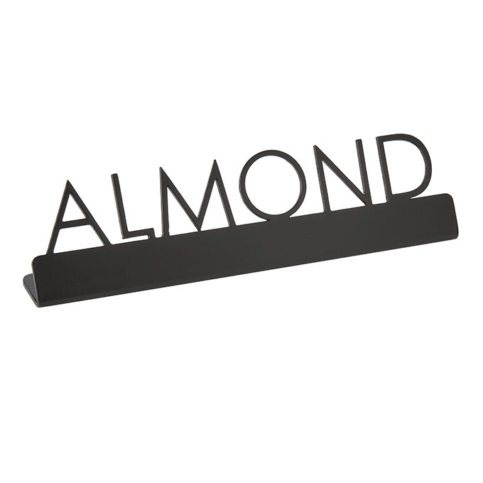 Black Stainless Steel Laser-Cut Sign, "Almond"