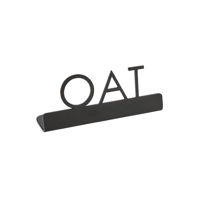 Black Stainless Steel Laser-Cut Sign, "Oat"