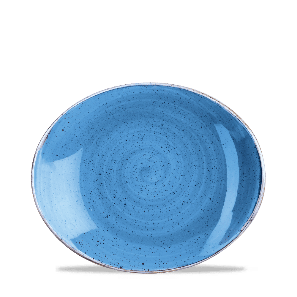 Stonecast 7-3/4" x 6-1/4" Cornflower Blue Oval Coupe Plate
