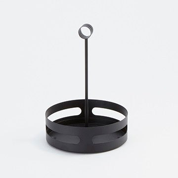 6-1/4"D x 9-1/4"H Round Steel Condiment Rack, Black