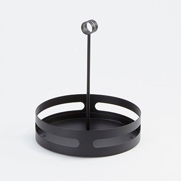 7-3/4"D x 9-1/4"H Round Steel Condiment Rack, Black