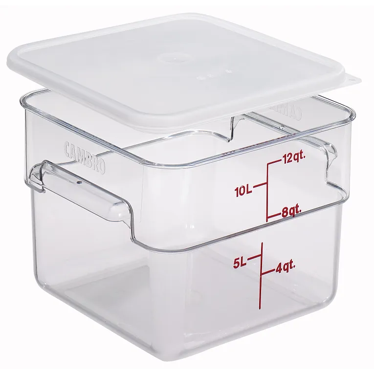 CamSquare 12, 18 and 22 Qt. Translucent Square Food Pan Seal Cover
