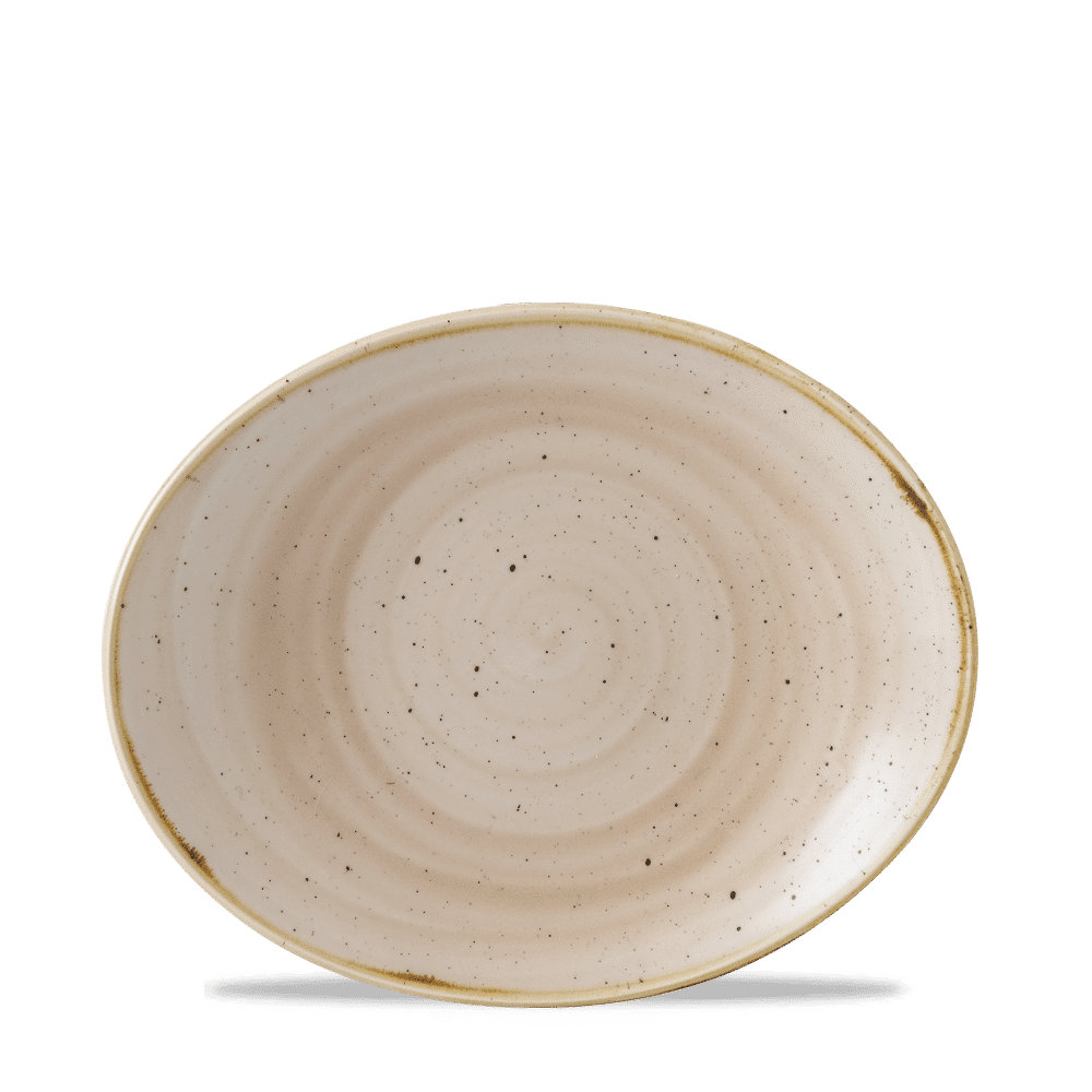 Stonecast 7-3/4" Nutmeg Cream Oval Coupe Plate