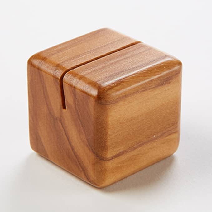 1-1/8"H Square Olive Wood Card Holder