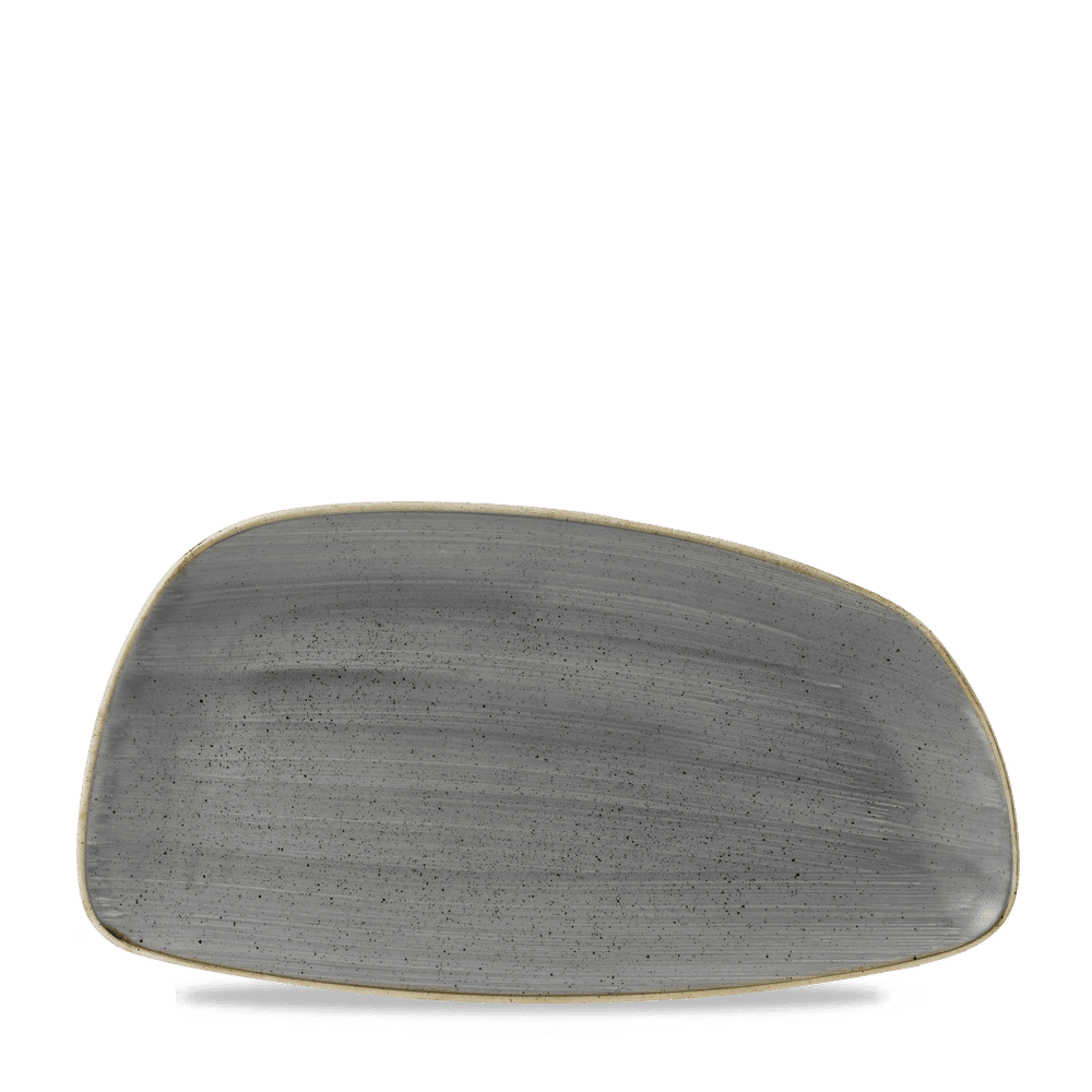 Stonecast 13 3/4" x 7 1/4" Peppercorn Grey Oblong Chef's Geo Plate