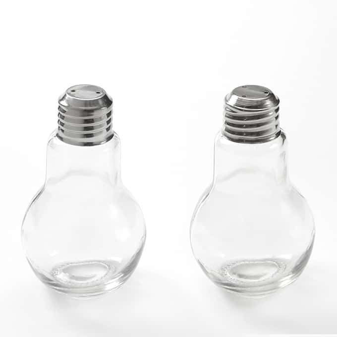 4 oz. Lightbulb Salt & Pepper Shaker Set, Stainless Steel