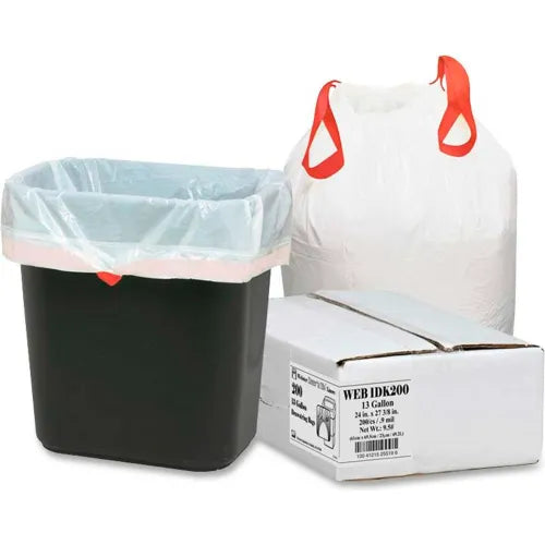 13 Gallon White Drawstring Tall Kitchen Trash Bags