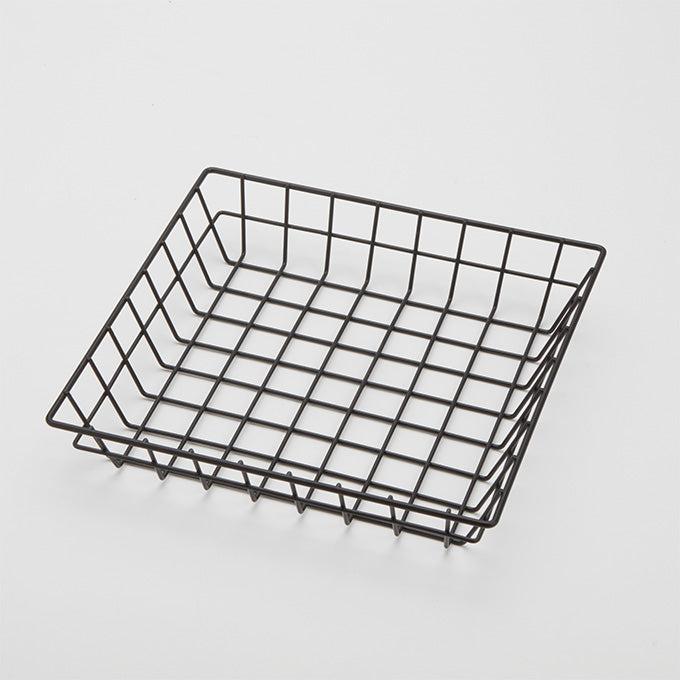 10" Square Iron Wire Grid Basket, Black
