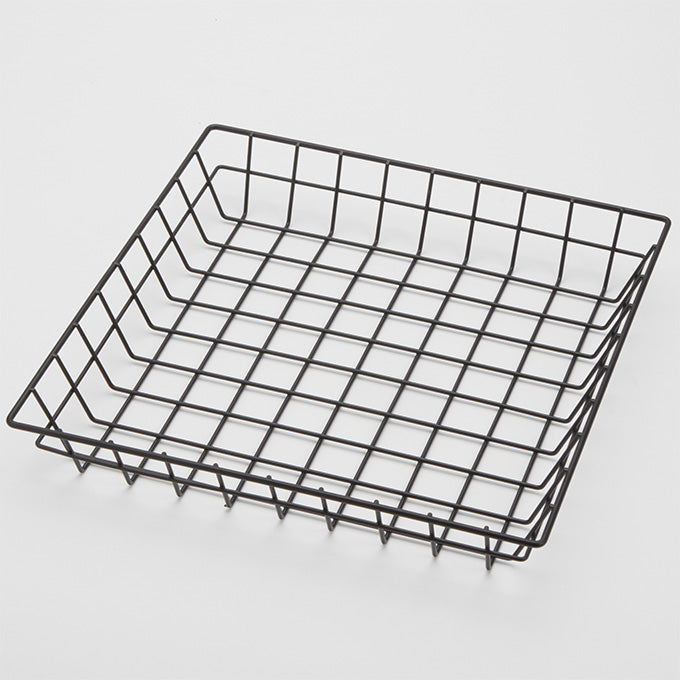 12" Square Iron Wire Grid Basket, Black
