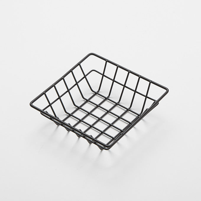 6" Square Iron Wire Grid Basket, Black