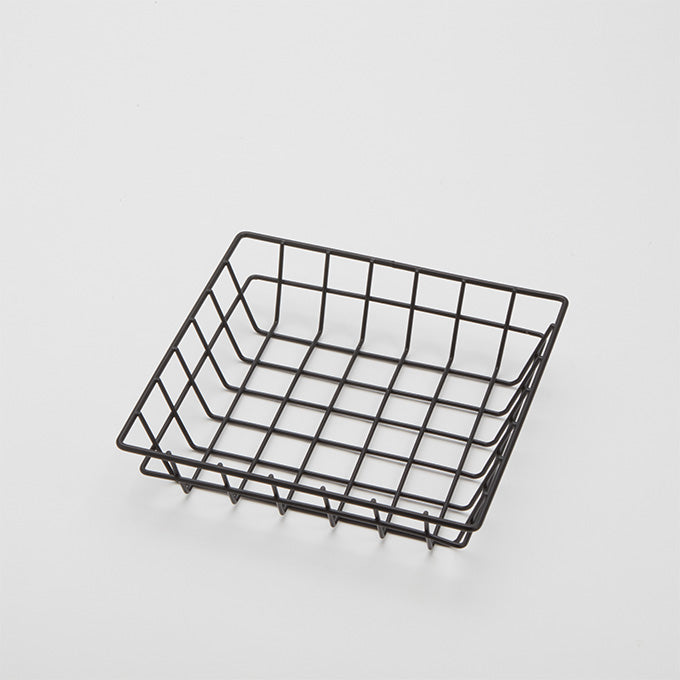 8" Square Iron Wire Grid Basket, Black