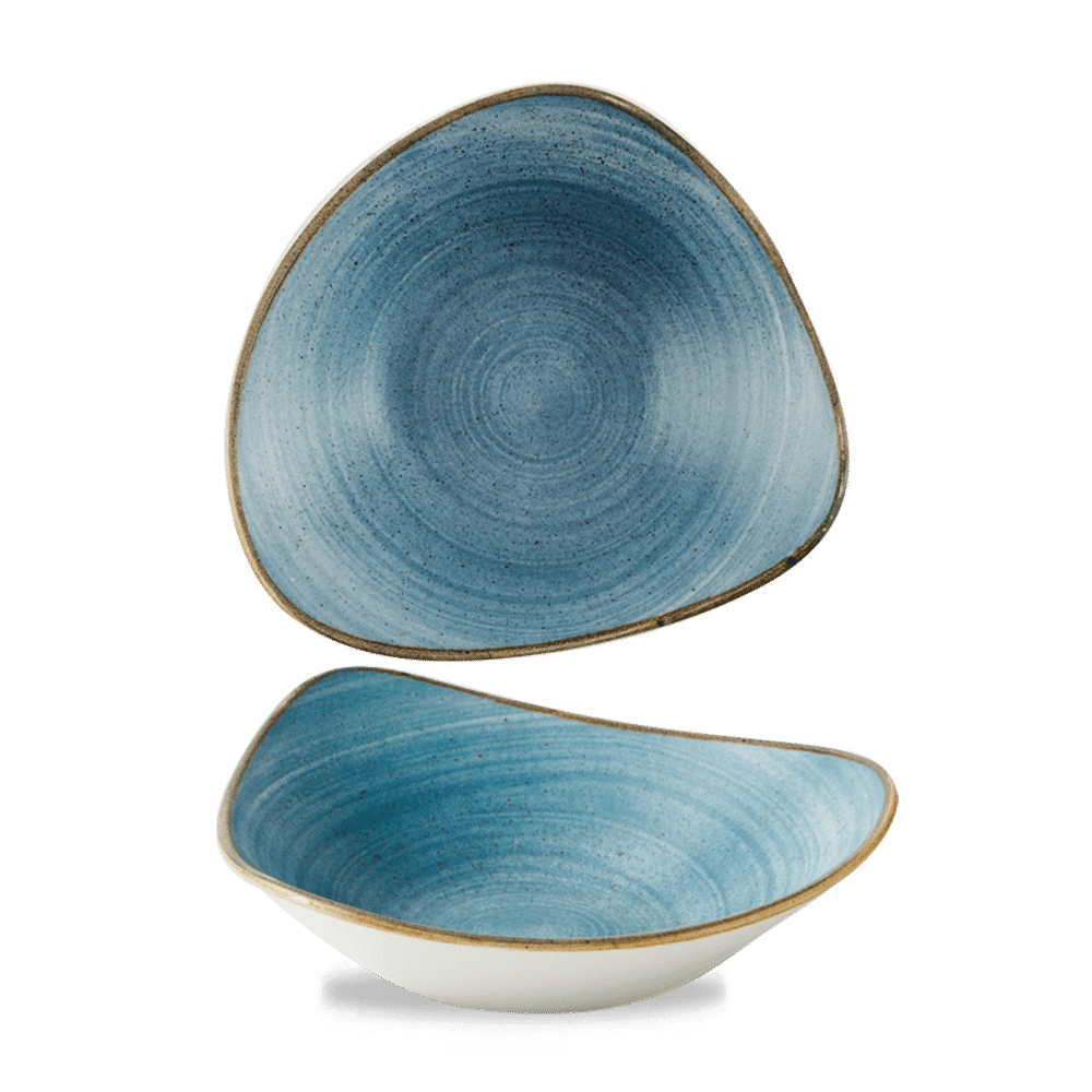 Stonecast Raw 21 oz. Teal Triangle Bowl