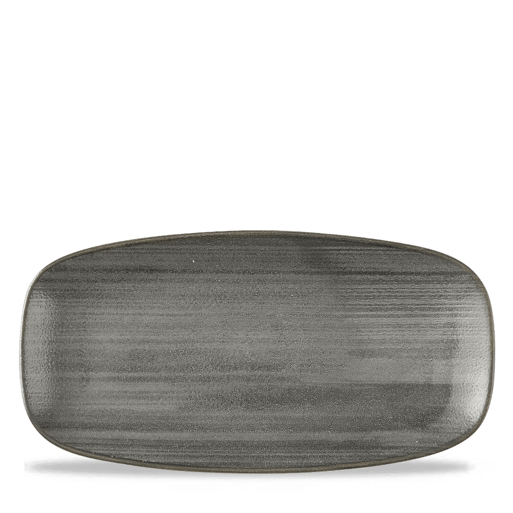 Stonecast Raw 11 3/4 x 6 " Black Chefs Oblong Plate