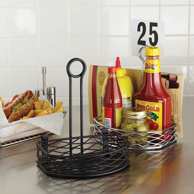 5-5/8"L x 8"W Birdnest Semi-Round Condiment Rack, Chrome