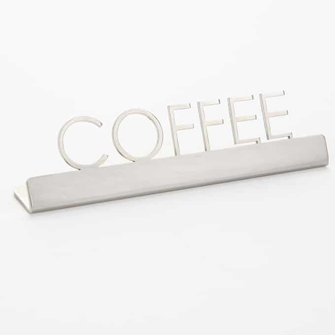 Stainless Steel Laser-Cut Sign, "Coffee"