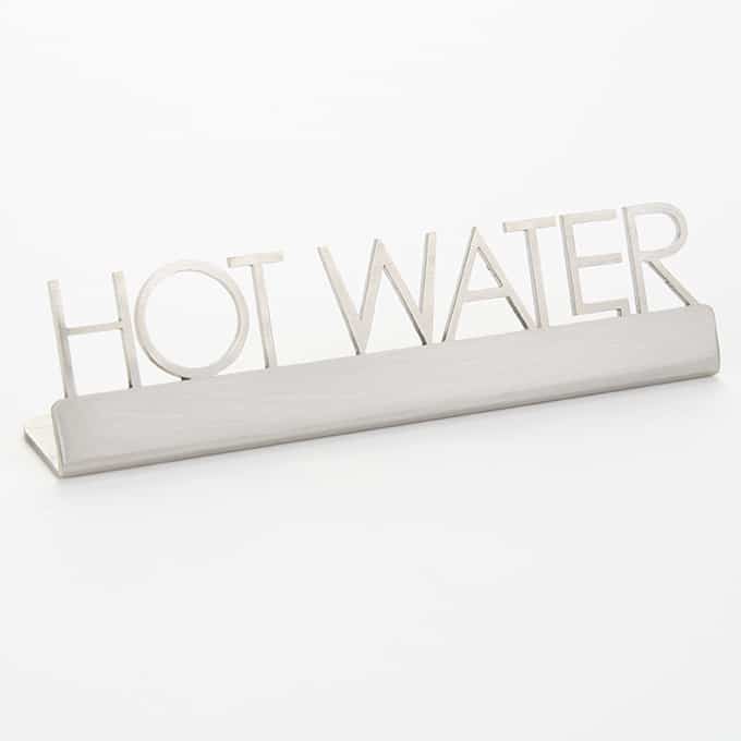 Stainless Steel Laser-Cut Sign, "Hot Water"