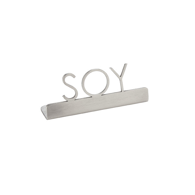 Stainless Steel Laser-Cut Sign, "Soy"