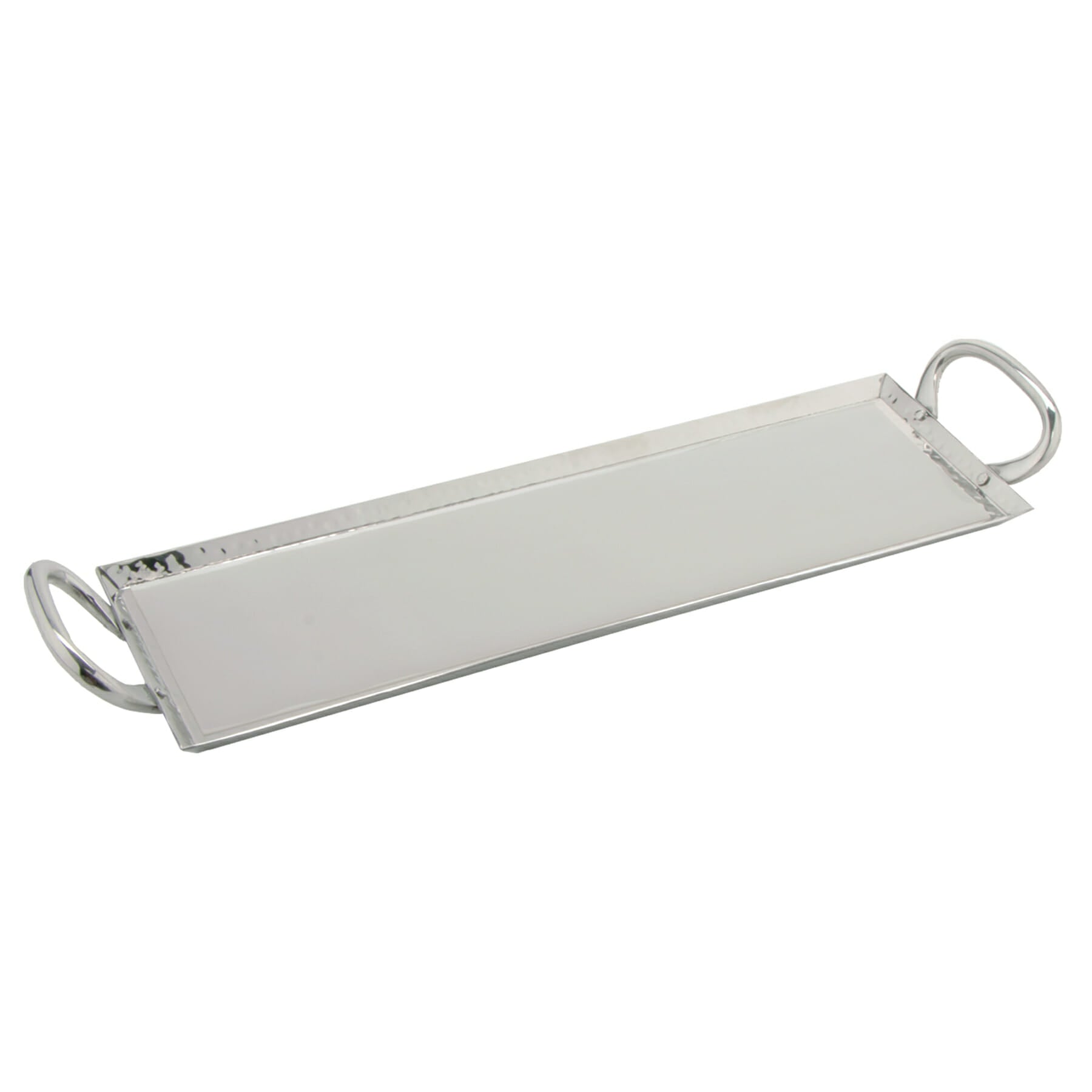 Urban Renewal Hammersmyth 6" x 19" Handled Tray, Mirror-Polished Hammered Stainless Steel