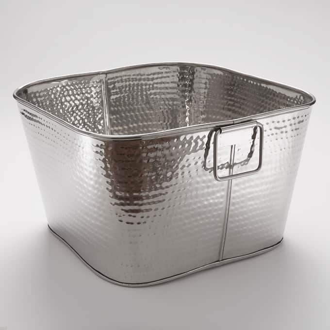 32-1/2 qt. Square Tub, Hammered Stainless Steel