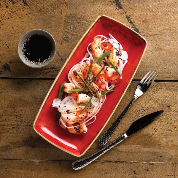 Stonecast 11 3/4" x 5 1/2" Berry Red Oblong Plate