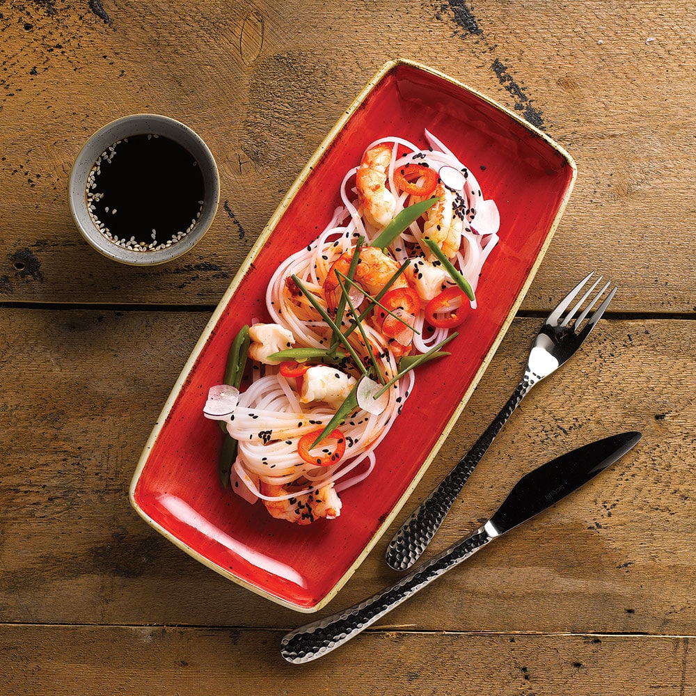 Stonecast 13-1/2" x 7-1/4" Berry Red Rectangular Plate