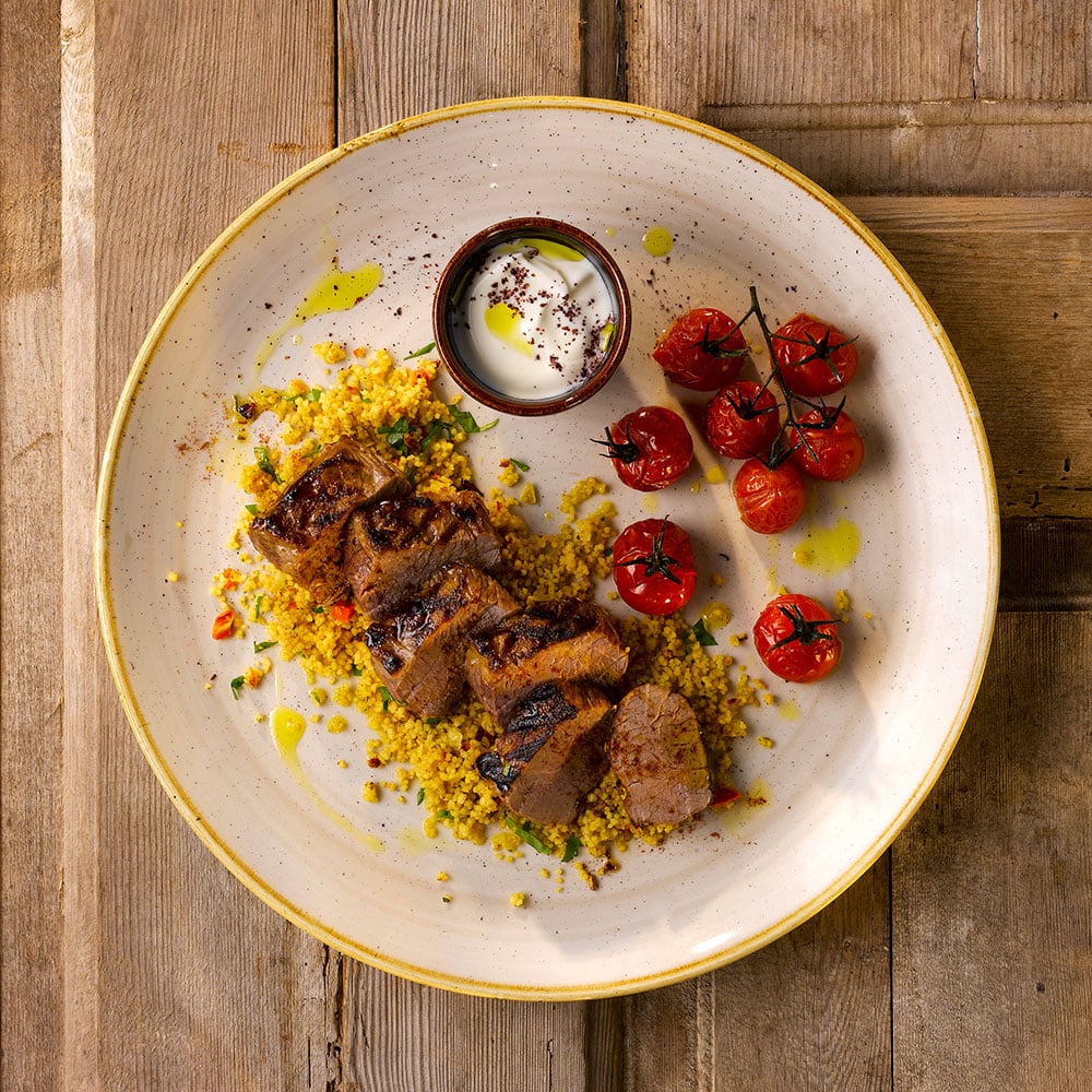 Stonecast 12 3/4" Nutmeg Cream Evolve Coupe Plate