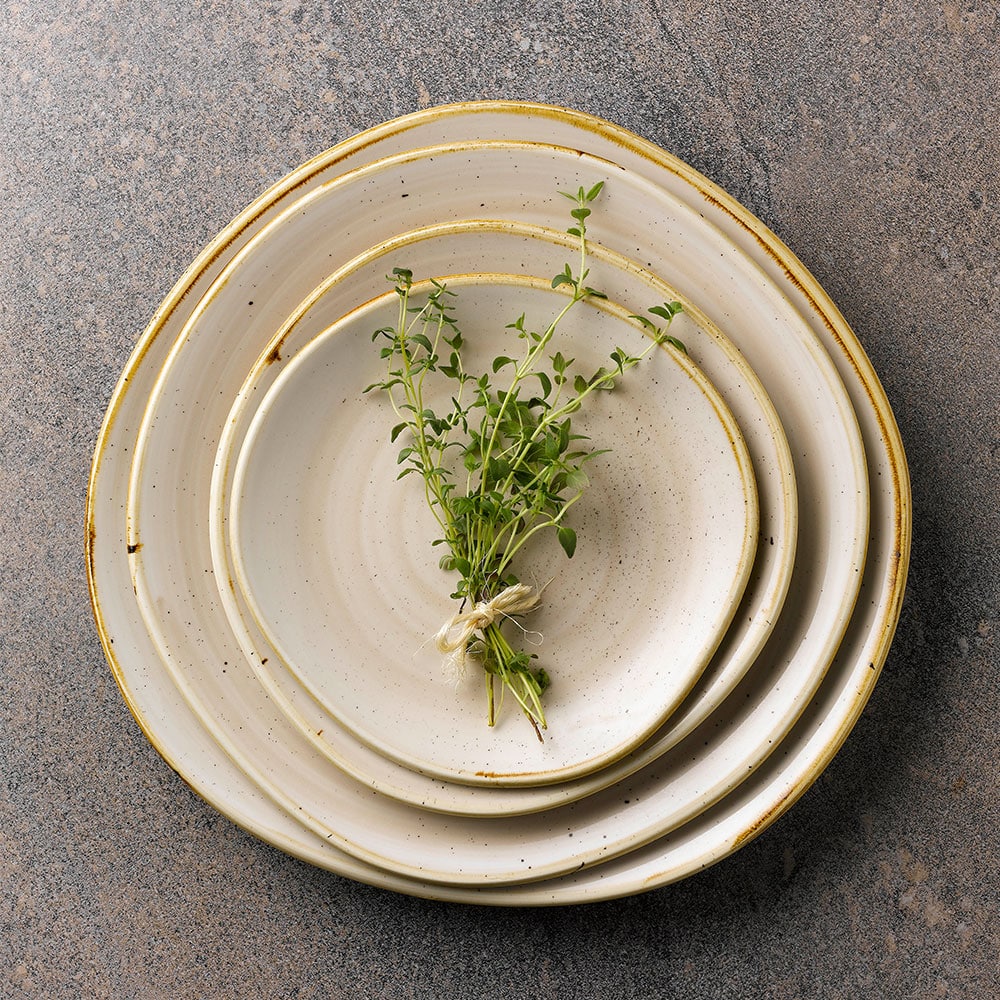 Stonecast 7 1/4" Nutmeg Cream Organic Round Plate