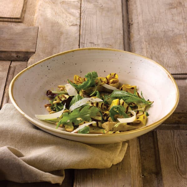 Stonecast 38 oz. Nutmeg Cream Organic Round Bowl