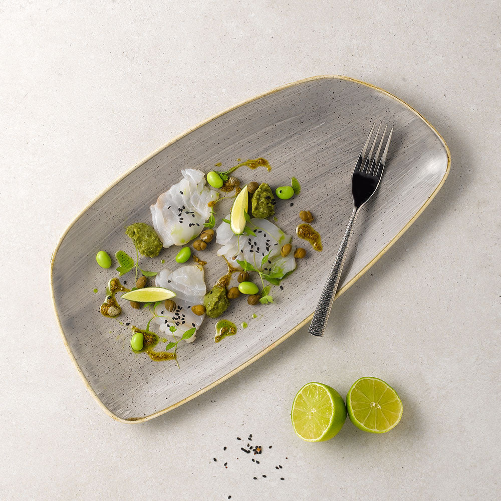 Stonecast 11 3/4" x 6 1/8" Peppercorn Grey Chef's Geo Plate