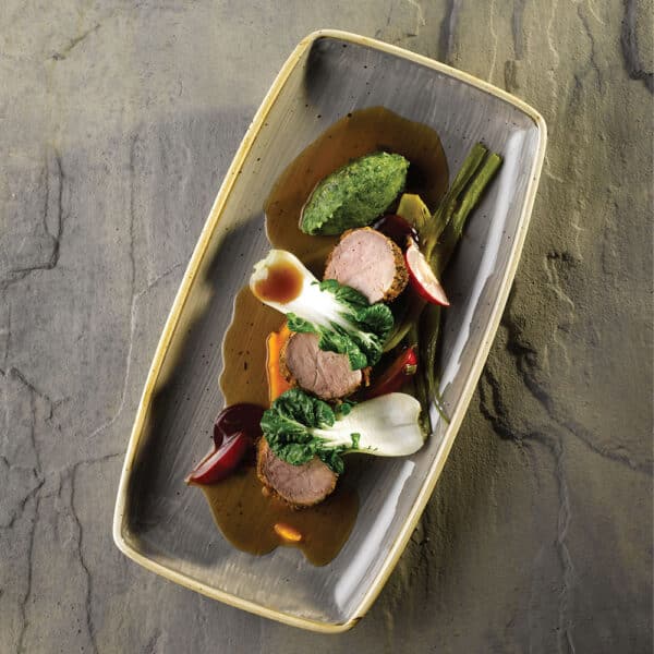 Stonecast 13 1/2" x 7 1/4" Peppercorn Grey Oblong Plate