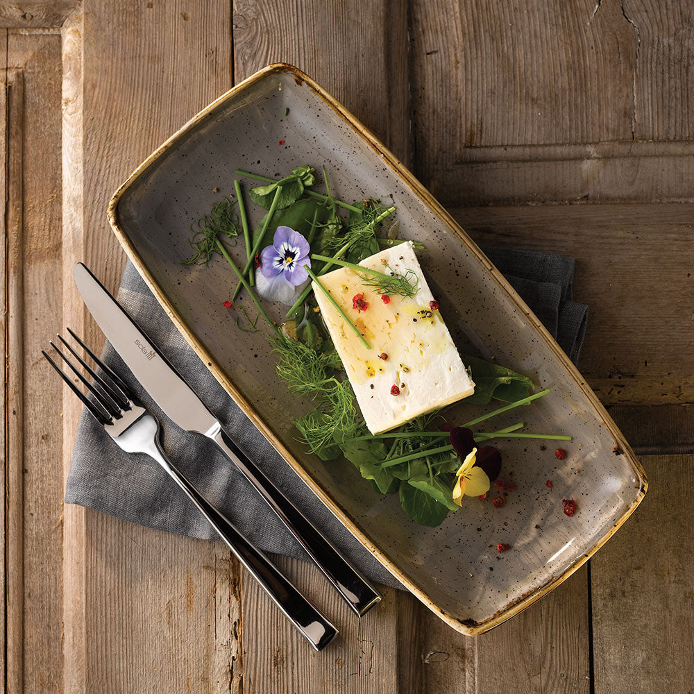 Stonecast 11 3/4" x 5 1/2" Peppercorn Grey Oblong Plate
