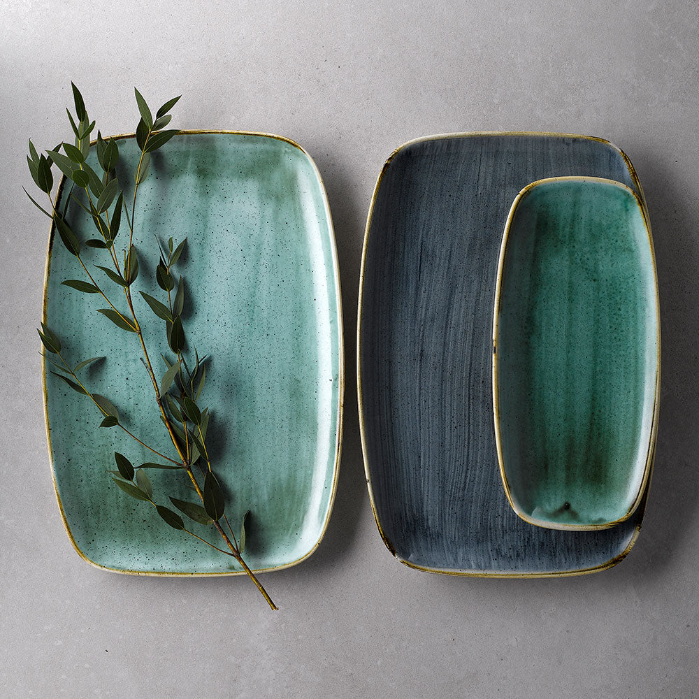 Stonecast 13 7/8" x 9 5/8" Blueberry Oblong Chefs Plate