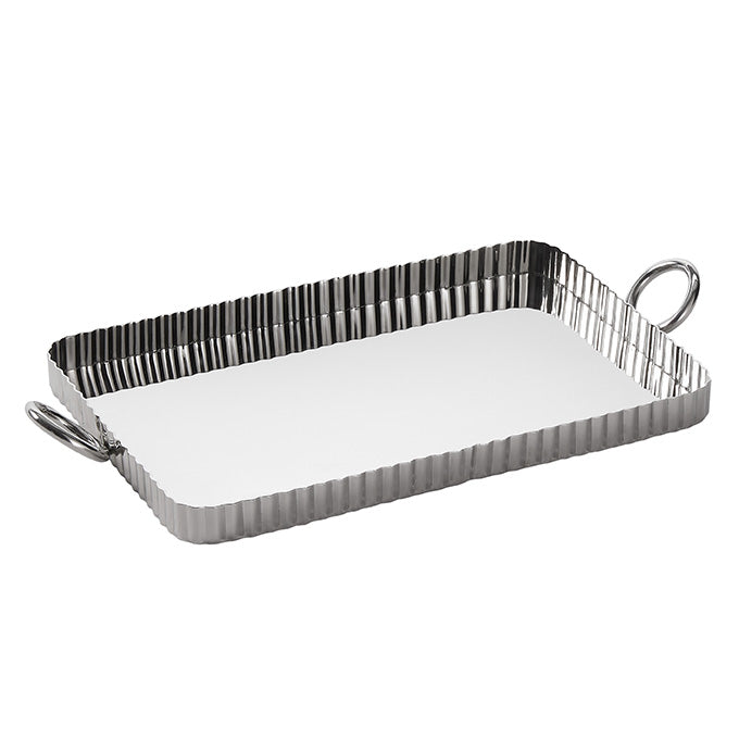 Rectangular Flluted Serving Tray, Stainless Steel