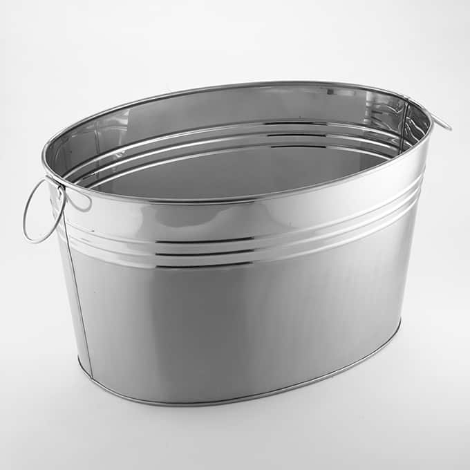 25 qt. Oval Tub, Satin & Mirror Stainless Steel