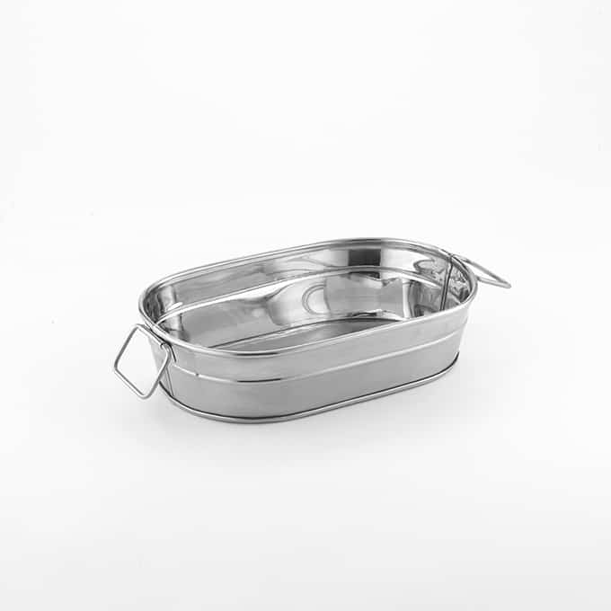 35 oz. Oval Tub, Satin & Mirror Stainless Steel